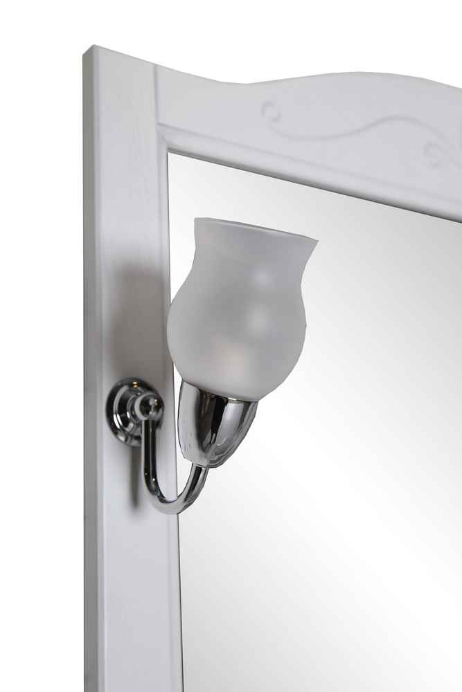 Зеркало белое с полкой Салерно 65 с полкой+светильники