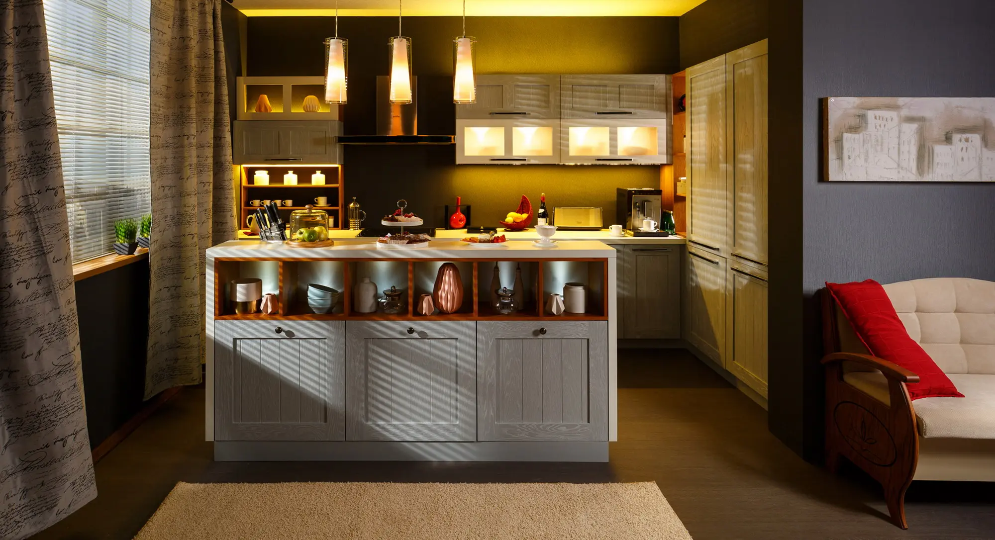 Кухня массив сосны Снежный дуб (цена за п/м)