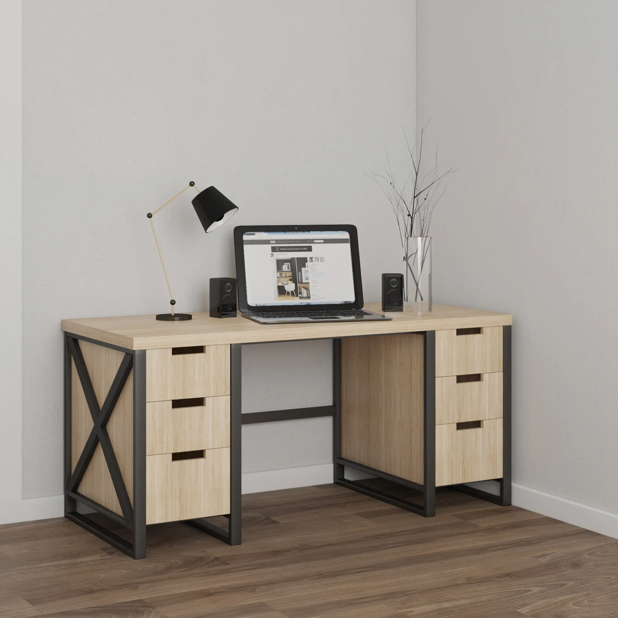 Стол рабочий 6 ящиков 07-04