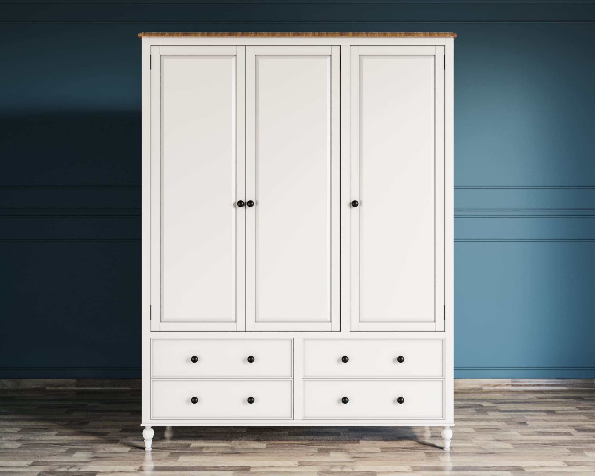 Шкаф 3 створчатый белый «Odri" с ящиками