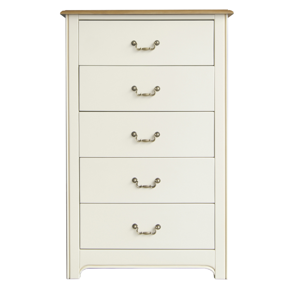 Бежевый комод "Olivia" высокий на 5 ящиков