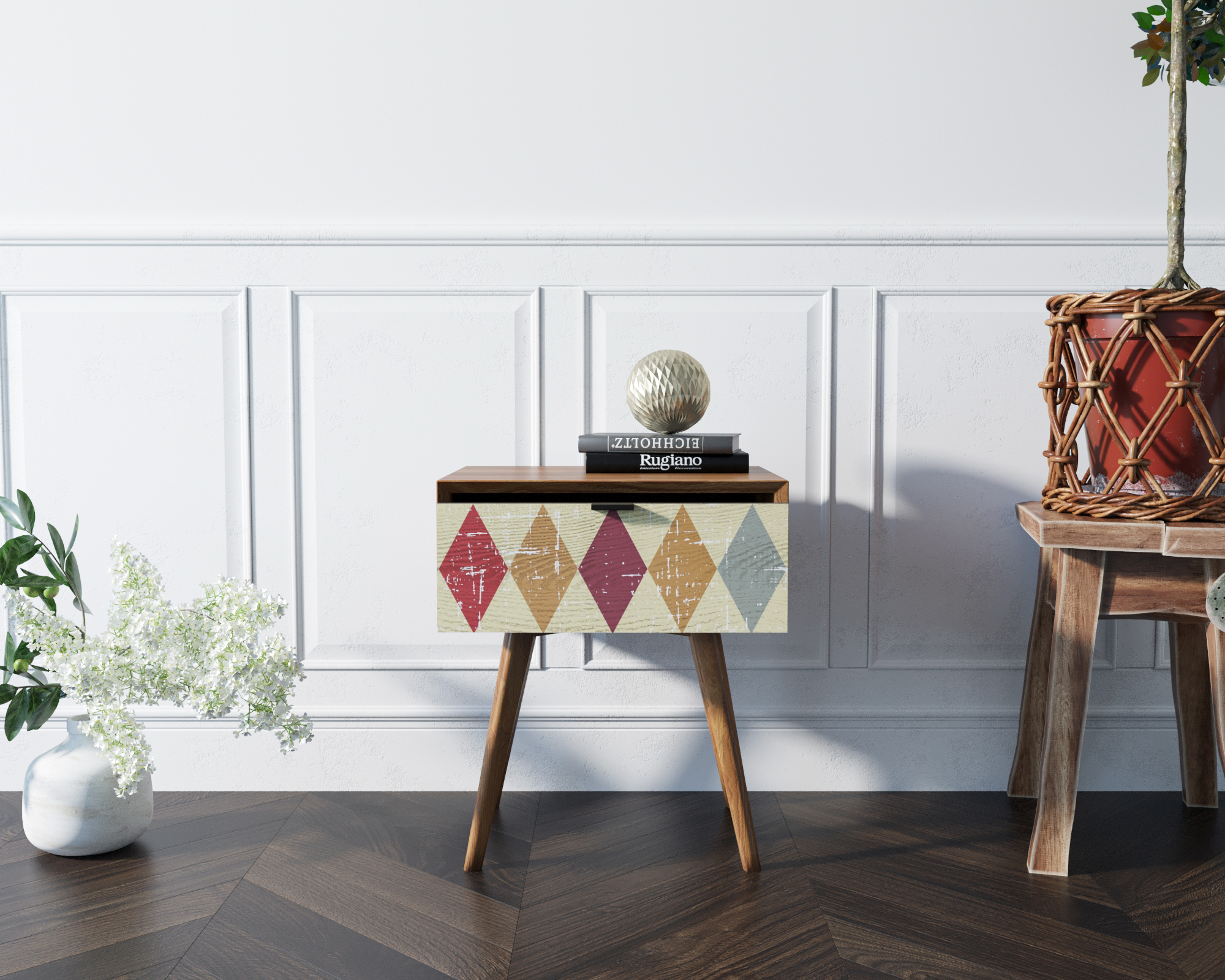 Тумба в Скандинавском стиле "Bruni print" с ящиком