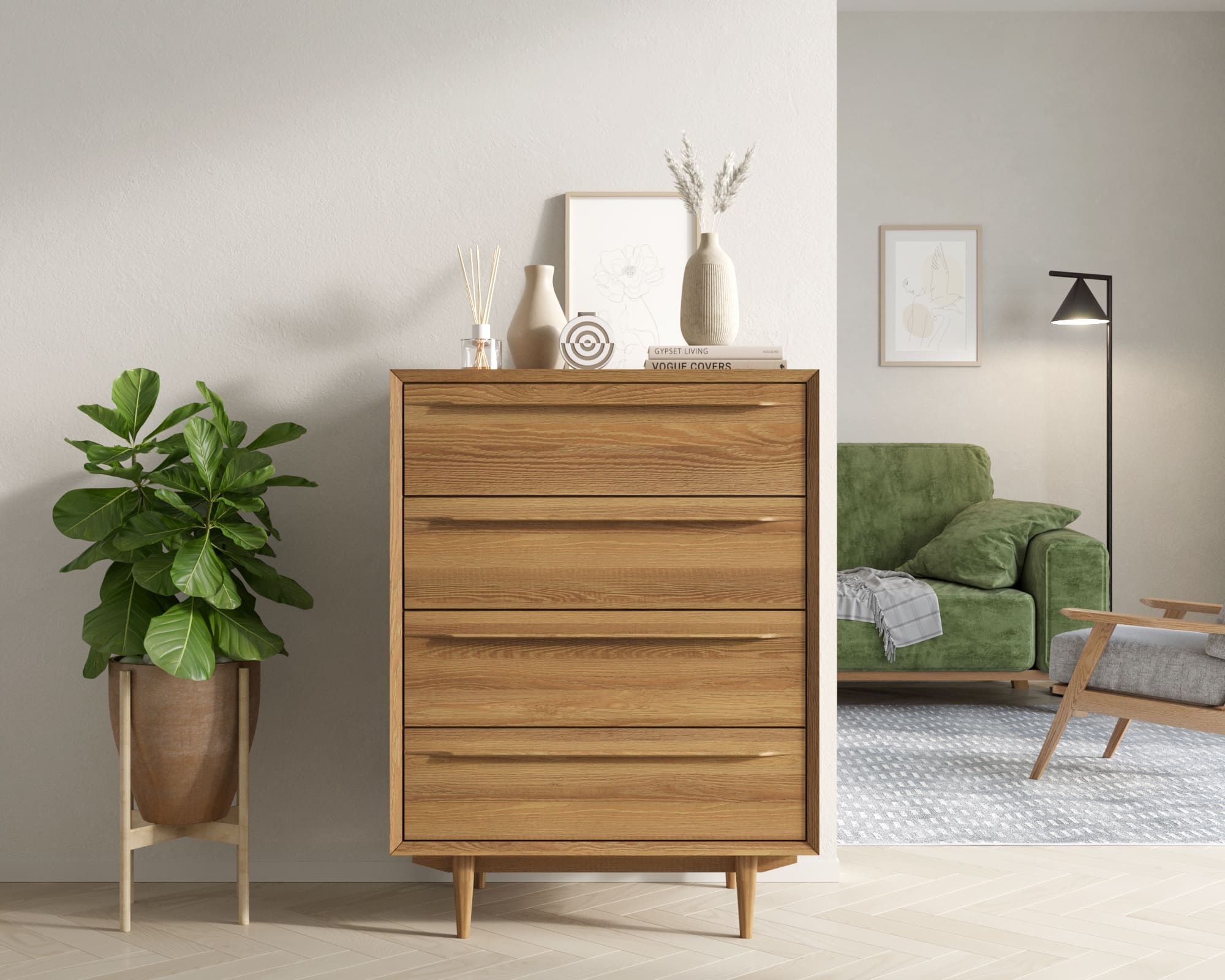 Комод в Скандинавском стиле "Bruni" на четыре ящика