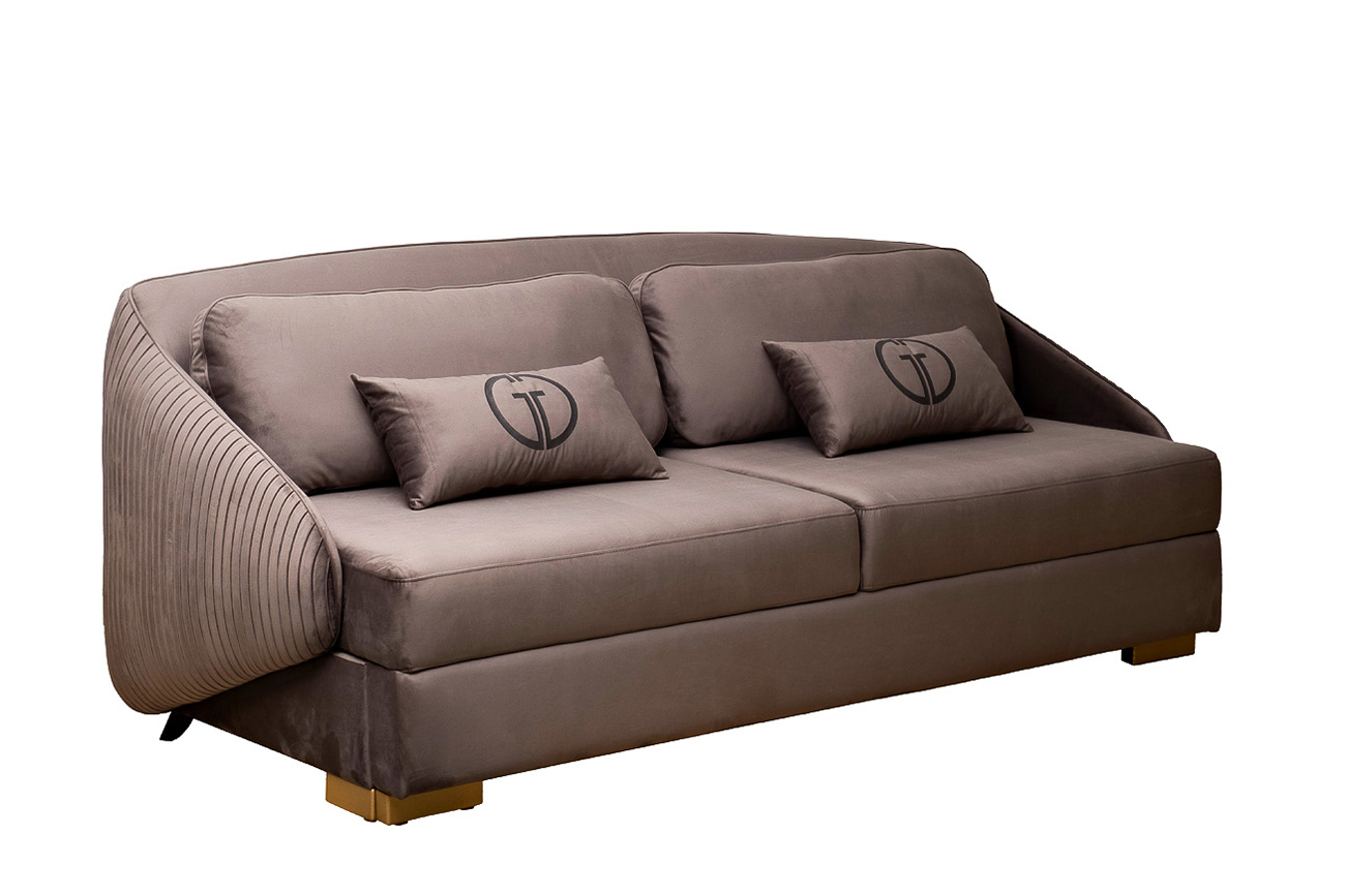 Диван Palazzo 240М трехместный раскладной, серый Ром504+Ром504