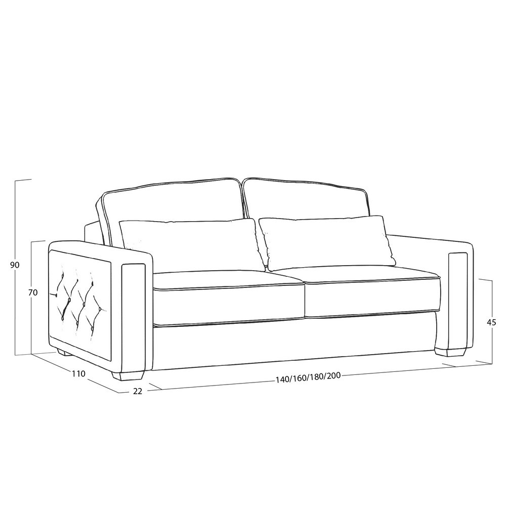 Диван Diamante (с механизмом) DDi-I-180-K03-Ka-B10