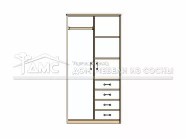 Шкаф с 4 ящиками массив сосны ECO-10