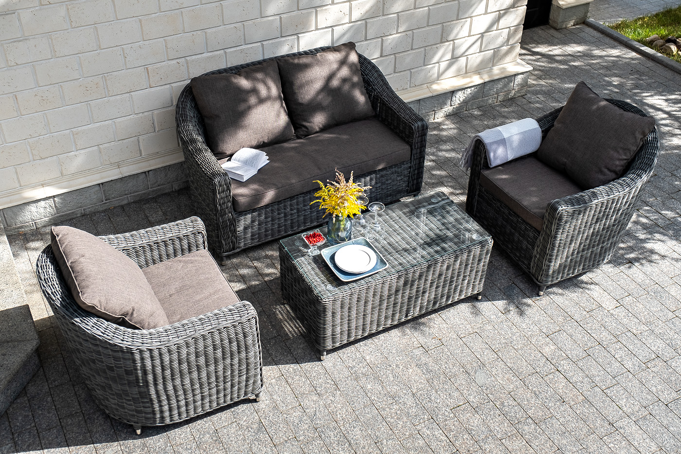 "Копаннини" кресло из искусственного ротанга, цвет графит