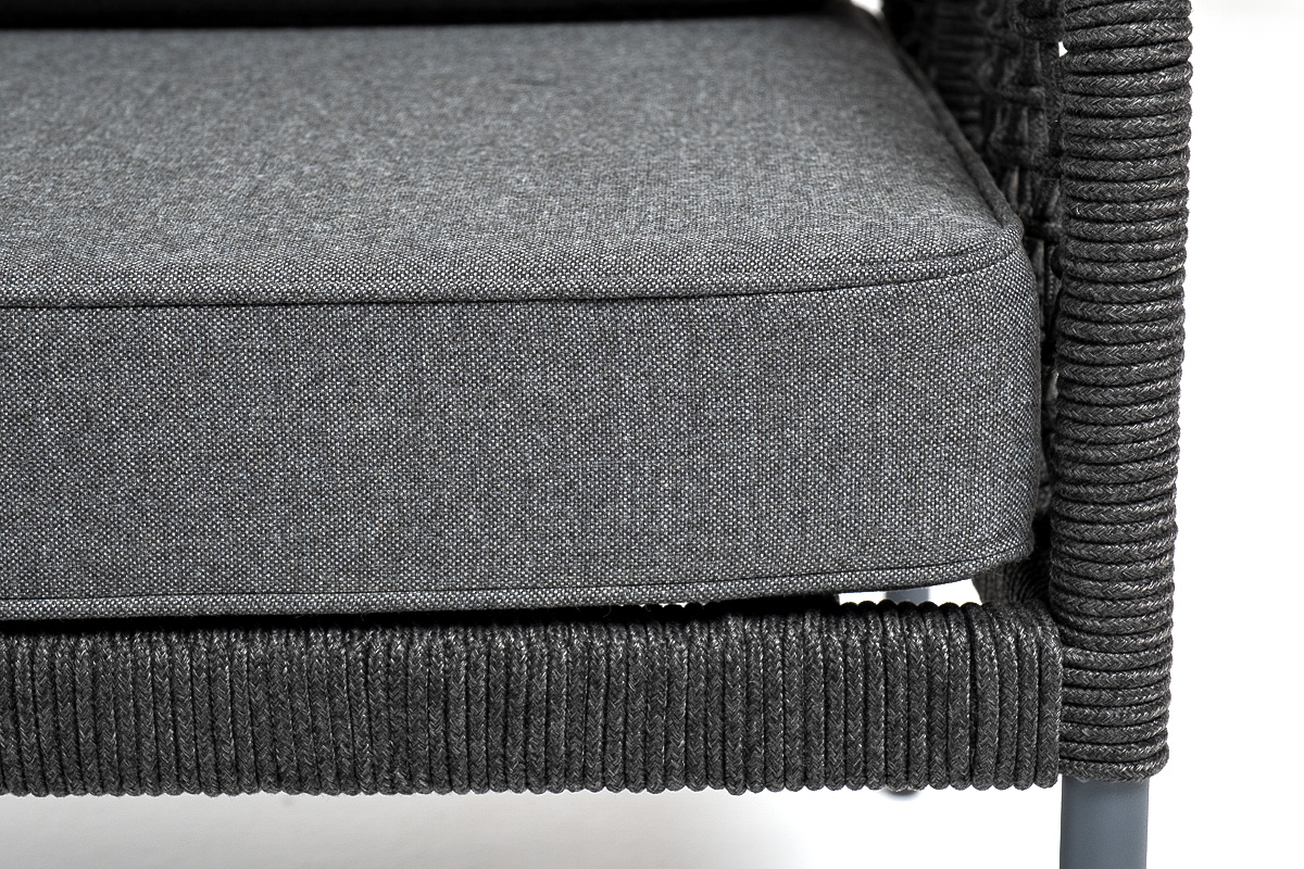 "Каннизо" лаунж-зона 4-местная из роупа узелкового плетения, каркас алюминий, роуп темно-серый